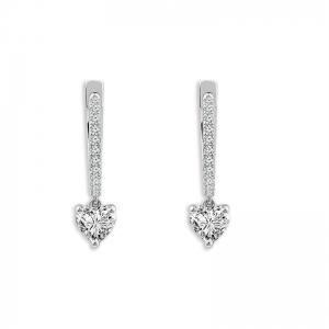 Novello Lab-grown Diamonds Heart-cut Solitaire Drop Earrings 1 Ct. T.w. in 14K White Gold