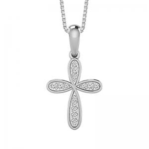 Bella by Ovani® Lab-grown Diamonds Marquise Elongated Arms / Marquise-Arm Cross Pendant 0.10 Ct. T.w. in 14K White Gold