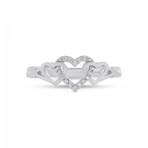 Novello Lab-grown Diamond Triple Heart RBC Pave-set Promise Ring 0.05 Ct. T.w. in 10K White Gold