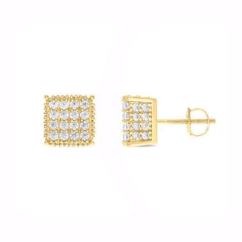 Novello Lab-grown Diamonds Square Pave Screw Studs 2 Ct. T.w. in 10K Yellow Gold