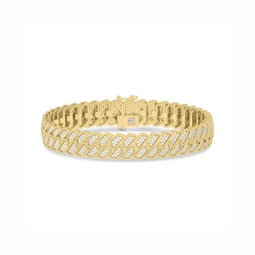 Novello Lab-grown Diamonds Cuban Men's Bracelet 4 Ct. T.w. in 10K Yellow Gold