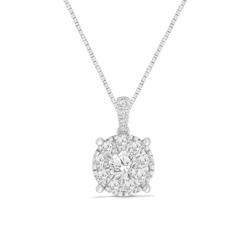 Novello Lab-grown Diamonds Halo Pendant 1 Ct. T.w. in 14K White Gold