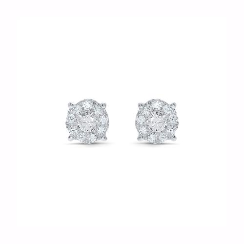 Novello Lab-grown Diamonds Round Halo Studs 0.50 Ct. T.w. in 14K White Gold