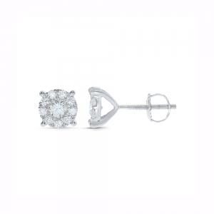 Novello Lab-grown Diamonds Round Halo Studs 0.50 Ct. T.w. in 14K White Gold