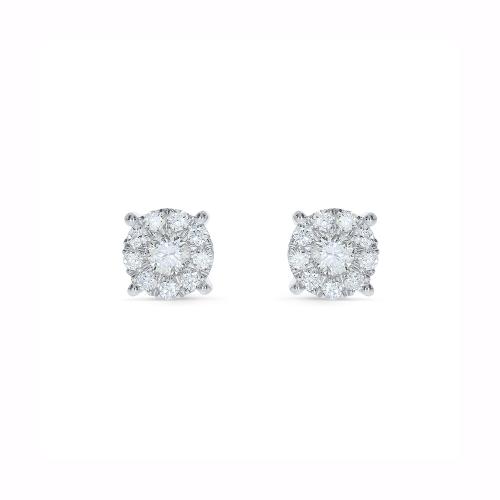 Novello Lab-grown Diamonds Round Halo Studs 0.50 Ct. T.w. in 14K White Gold