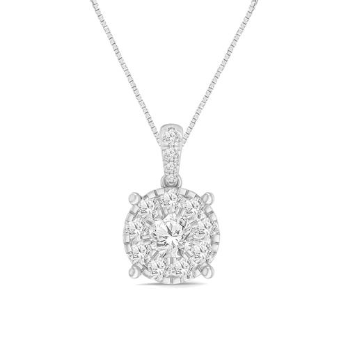 Novello Lab-grown Diamonds Round Halo Pendant 1 Ct. T.w. in 14K White Gold
