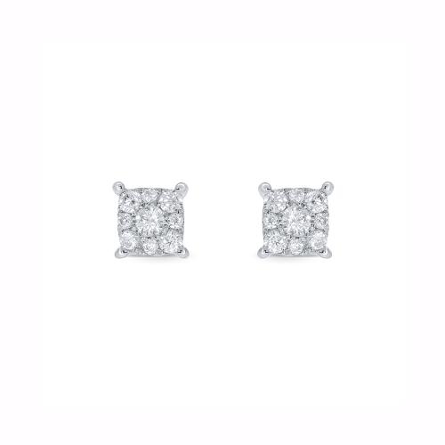 Novello Lab-grown Diamonds Cluster Cushion Screw Studs 0.80 Ct. T.w. in 14K White Gold
