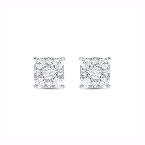 Novello Lab-grown Diamonds Round Halo Studs 1 Ct. T.w. in 14K White Gold