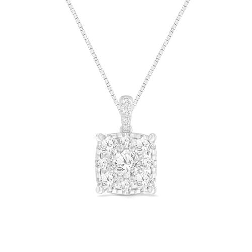 Novello Lab-grown Diamonds Cushion Cluster Pendant - 1.50 Ct. T.w. in 14K White Gold