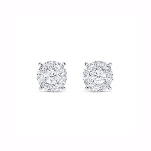 Novello Lab-grown Diamonds Round Halo Studs 1.50 Ct. T.w. in 14K White Gold
