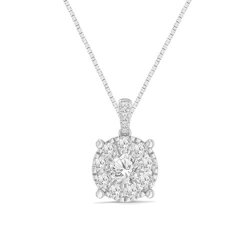 Novello Lab-grown Diamonds Halo Pendant 1.50 Ct. T.w. in 14K White Gold