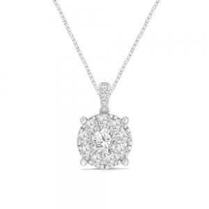 Novello Lab-grown Diamonds Halo Pendant 1.50 Ct. T.w. in 14K White Gold