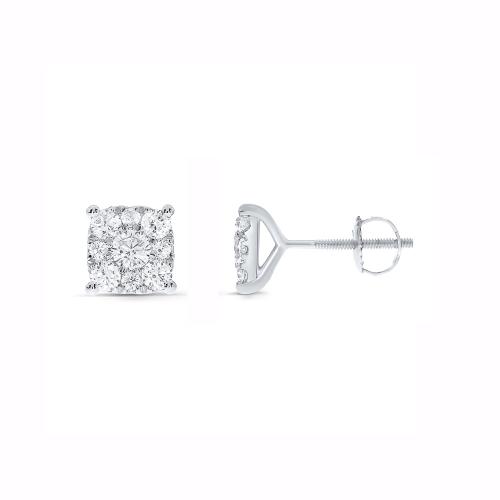 Novello Lab-grown Diamonds Floral Screw Studs 2 Ct. T.w. in 14K White Gold