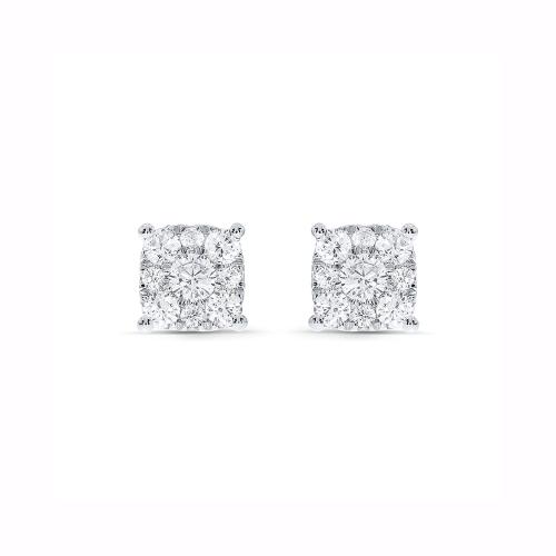 Novello Lab-grown Diamonds Floral Screw Studs 2 Ct. T.w. in 14K White Gold