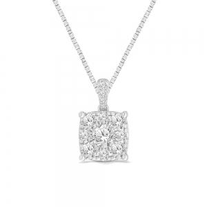 Novello Lab-grown Diamonds Halo Pendant 2 Ct. T.w. in 14K White Gold