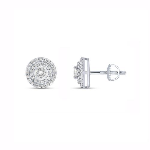 Novello Lab-grown Diamonds Double Halo Screw Studs 0.75 Ct. T.w. in 14K White Gold