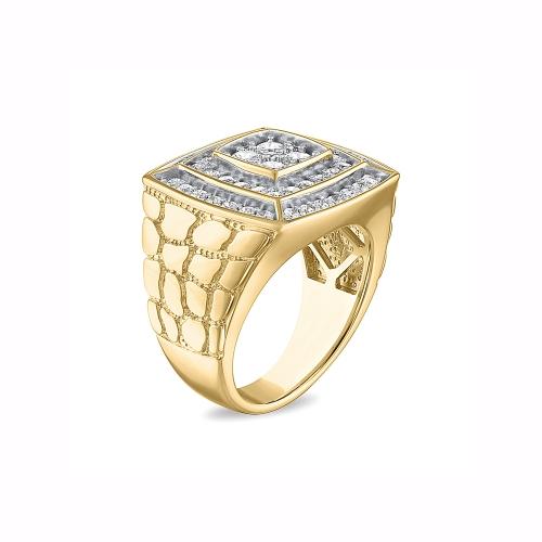 Novello Lab-grown Diamonds Cushion Frame Ribbed Shank Men's Fashion Ring Men's 2 Ct. T.w. in 10K Yellow Gold