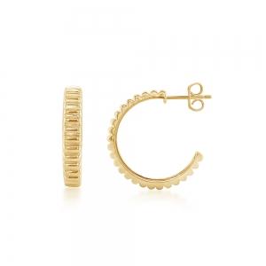 Step-Cut Ridge Huggie Hoops in 14k White Gold