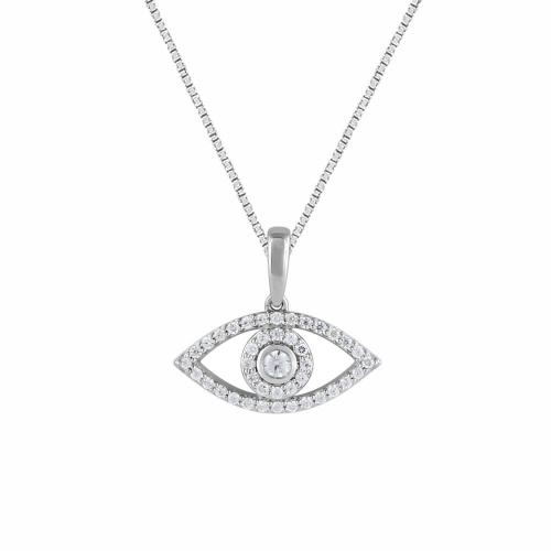 Bella by Ovani® Lab-grown Diamonds Evil Eye Pave Pendant 0.25 Ct. T.w. in 10K White Gold