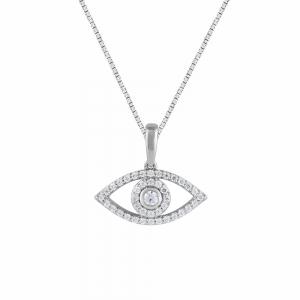 Bella by Ovani® Lab-grown Diamonds Evil Eye Pave Pendant 0.25 Ct. T.w. in 10K White Gold