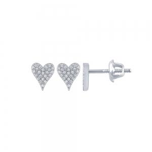 Bella by Ovani® Lab-grown Diamonds Elongated Heart Pave Screw Studs 0.20 Ct. T.w. in 10K White Gold