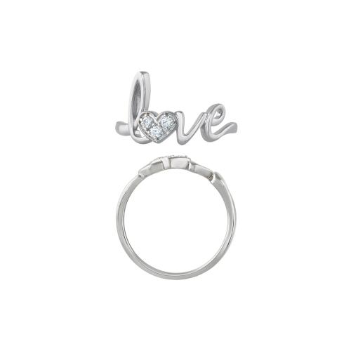 Novello Lab-grown Diamonds Cursive Script L-O-V-E Promise Ring - 0.10 Ct. T.w. in 10K White Gold