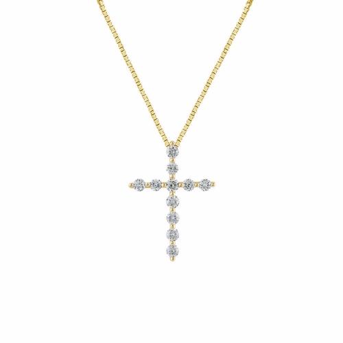 3/4 Ct. T.w. Lab-grown Diamond Cross Pendant - Novello In 14Kt Yellow Gold