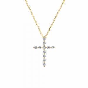3/4 Ct. T.w. Lab-grown Diamond Cross Pendant - Novello In 14Kt Yellow Gold