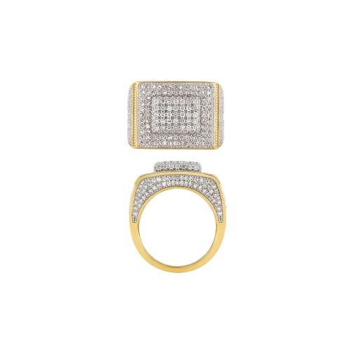 Novello Lab-grown Diamonds Square-top Pave Hip Hop Men's Fashion Ring 2.50 Ct. T.w. in 10K Yellow Gold