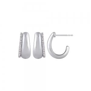 Bella by Ovani® Lab-grown Diamonds Round Contemporary Hoops 0.13 Ct. T.w. in 10K White Gold