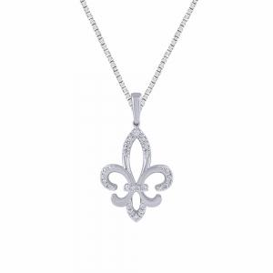 0.12 CT T.W. Diamond Fleur-de-Lis Pendant - Novello®  In 10KT White Gold