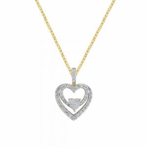 2/58 Ct. T.w. Lab-grown Diamond Double Heart Illusion Pendant - Novello In 10Kt Yellow Gold