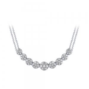 Novello Lab-grown Diamonds Graduated Cluster Illusion Necklace 1 Ct. T.w. in 14K White Gold