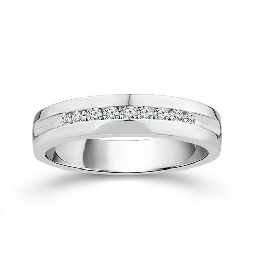 1/4 Ct. T.w. 9-stone Round Brilliant Cut Channel Wedding Band In 14Kt White Gold