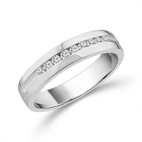 1/4 Ct. T.w. 9-stone Round Brilliant Cut Channel Wedding Band In 14Kt White Gold