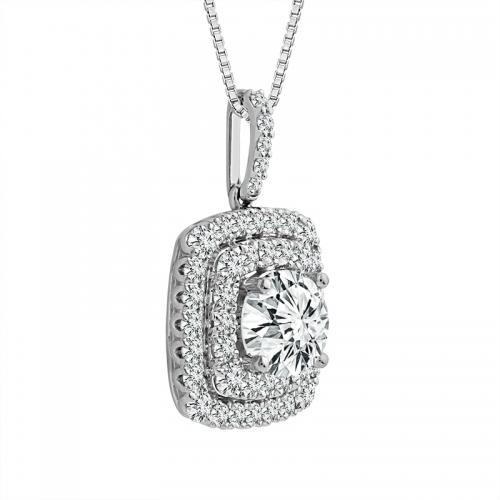 Novello Lab-grown Diamonds Double Halo Pendant 2.29 Ct. T.w. in 14K White Gold