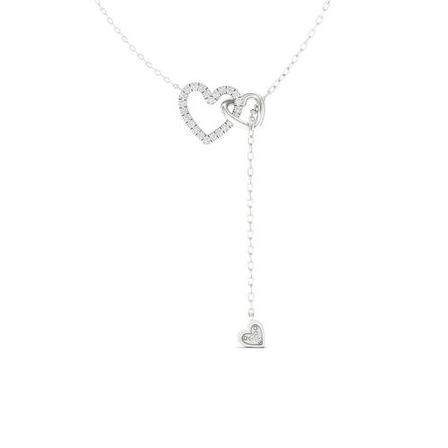 Bella by Ovani's Diamond Double Heart Lariat Necklace in 14KT Gold (0.11 CT. T.W.)