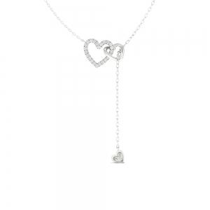 Bella by Ovani's Diamond Double Heart Lariat Necklace in 14KT Gold (0.11 CT. T.W.)