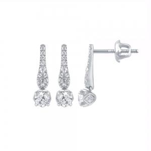 Novello Lab-grown Diamonds Tapered Teardrop Pave Drop Earrings 1 Ct. T.w. in 14K White Gold