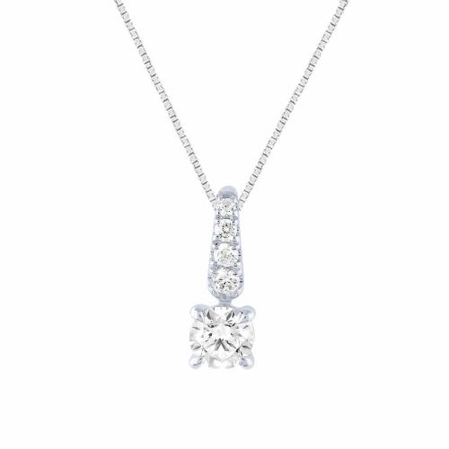 Novello Lab-grown Diamonds Graduated Pave Bail Solitaire Pendant - 0.65 Ct. T.w. in 14K White Gold
