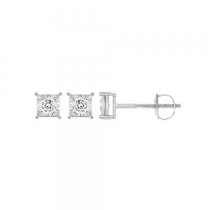Novello Lab-grown Diamonds Square Illusion Screw Studs 0.16 Ct. T.w. in 10K White Gold