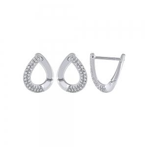 Novello Lab-grown Diamonds Curved Teardrop Huggie Hoops 0.25 Ct. T.w. in 10K White Gold