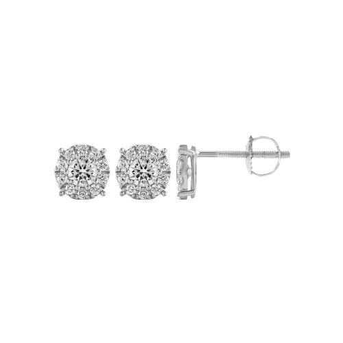 Novello Lab-grown Diamonds Composite Halo Screw Studs 0.50 Ct. T.w. in 10K White Gold