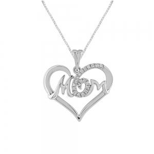 Novello Lab-grown Diamonds Heart Mom Pendant 0.07 Ct. T.w. in 10K White Gold