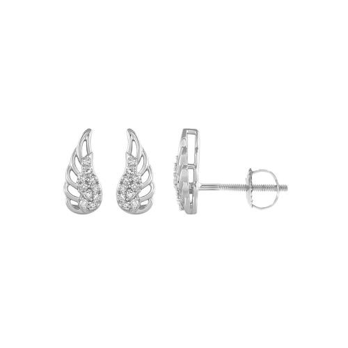 Novello Lab-grown Diamonds Angel Wings Studs 0.08 Ct. T.w. in 14K White Gold