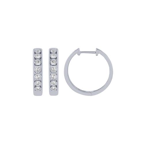 Bella by Ovani® 7-stone Huggie Hoops - 0.15 Ct. T.w. in 10K White Gold