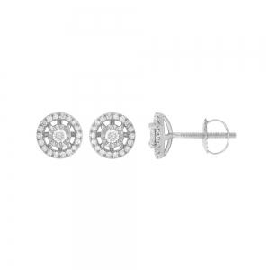 Novello Lab-grown Diamonds Open-Frame with Pave Halo Screw Studs - 0.35 Ct. T.w. in 10K White Gold