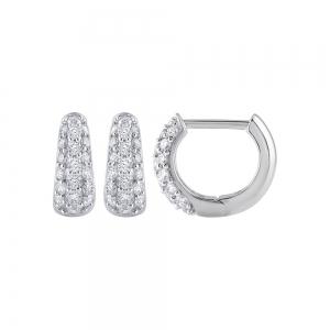 Bella by Ovani® 3-Row Tapered Huggie Hoops - 0.50 Ct. T.w. in 10K White Gold
