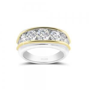 Novello Lab-grown Diamonds 5-stone Two-Tone Channel-Set Men's Engagement Ring 3 Ct. T.w. in 10K White Yellow Gold