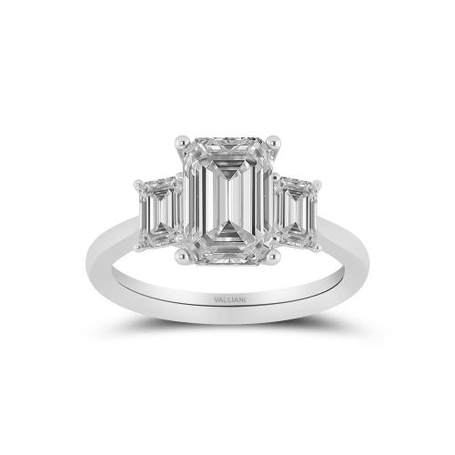 Novello Lab-grown Diamonds 3-stone Emerald-cut Bridal Ring 4 Ct. T.w. in 10K White Gold